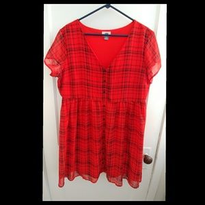 Red plaid dress, size XL